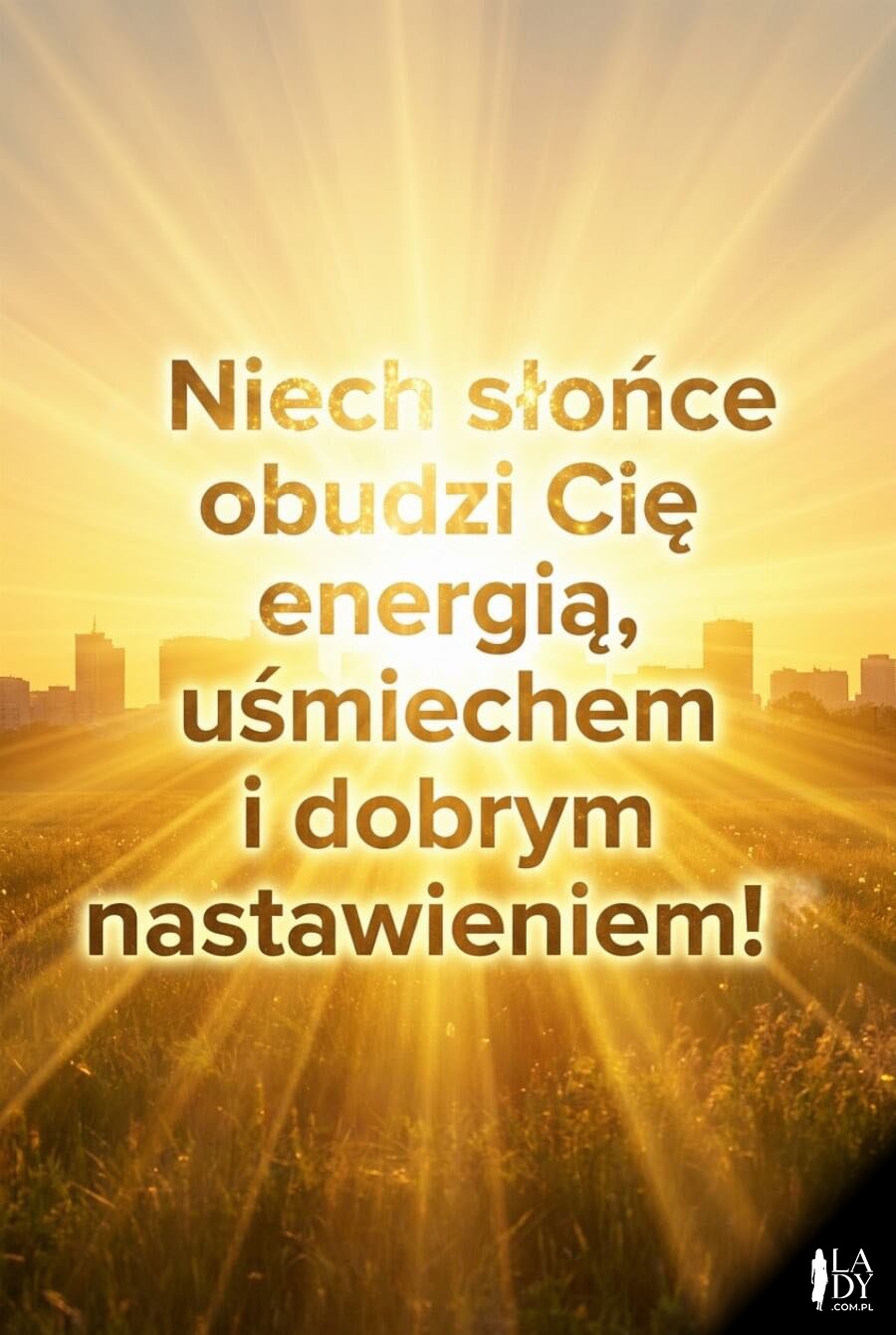 Kartka ze słonecznym porankiem i pozytywnymi życzeniami