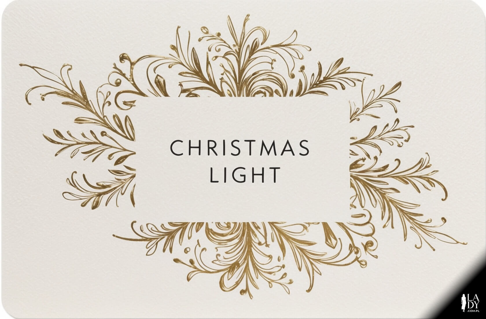 Elegancka kartka ze złotym ornamentem botanicznym na kremowym tle