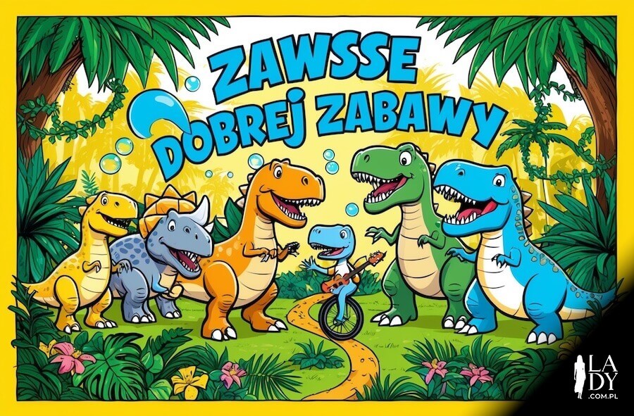 Kartka dla dziecka z dinozaurami