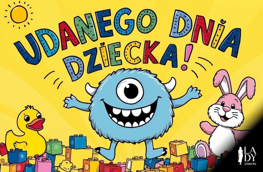 Kartka ze śmiesznym stworkiem na dzień dziecka