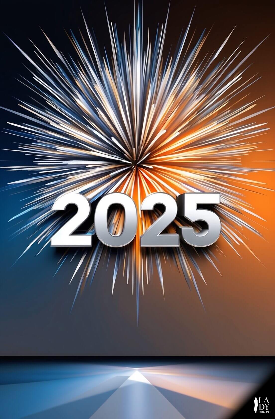 Nowoczesna kartka noworoczna z geometrycznym wzorem fajerwerków