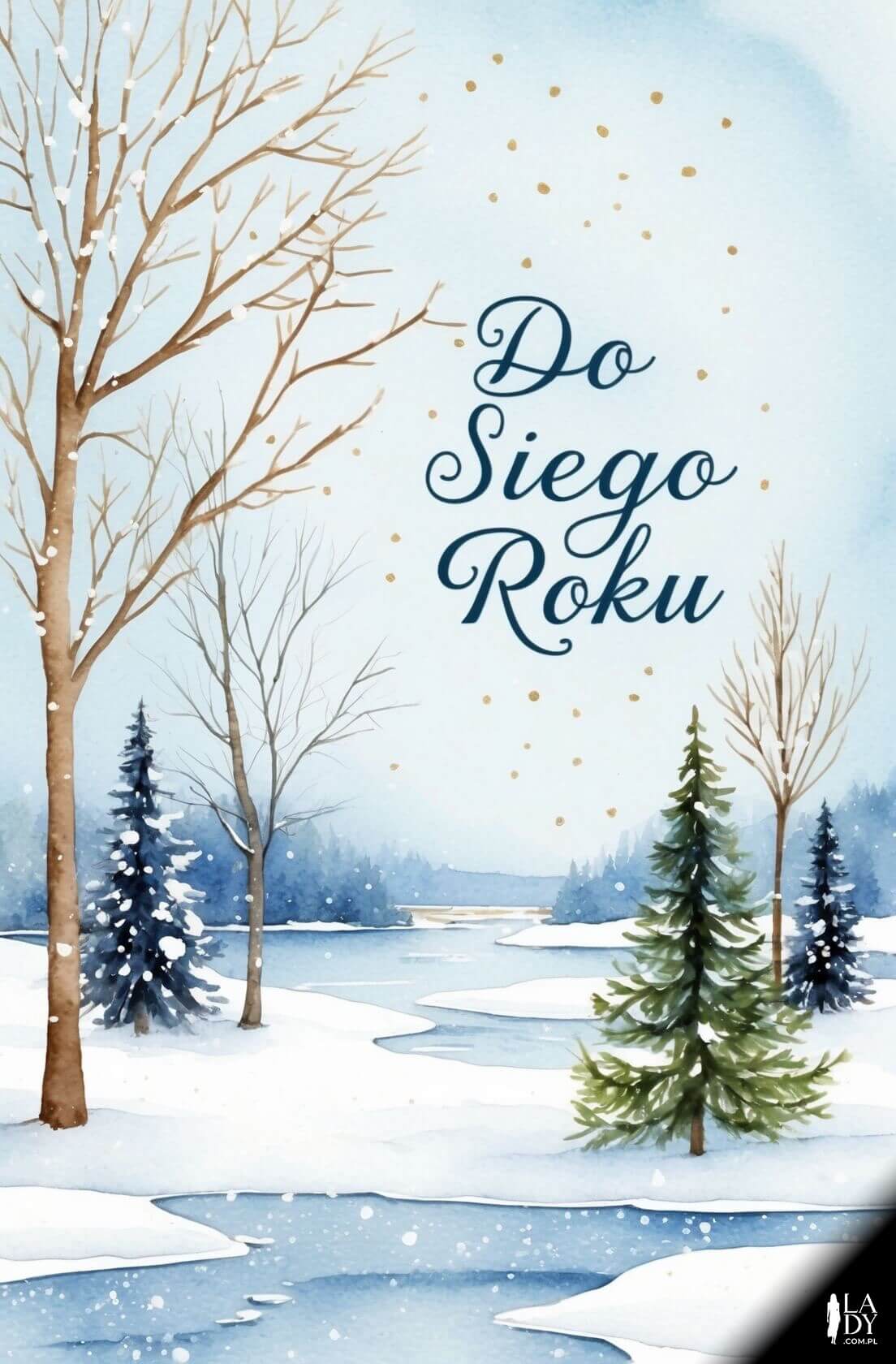 Tradycyjna kartka noworoczna z zimowym pejzażem w akwareli