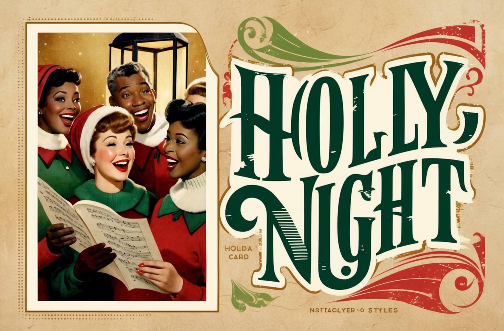 Kartka w stylu vintage z kolędnikam