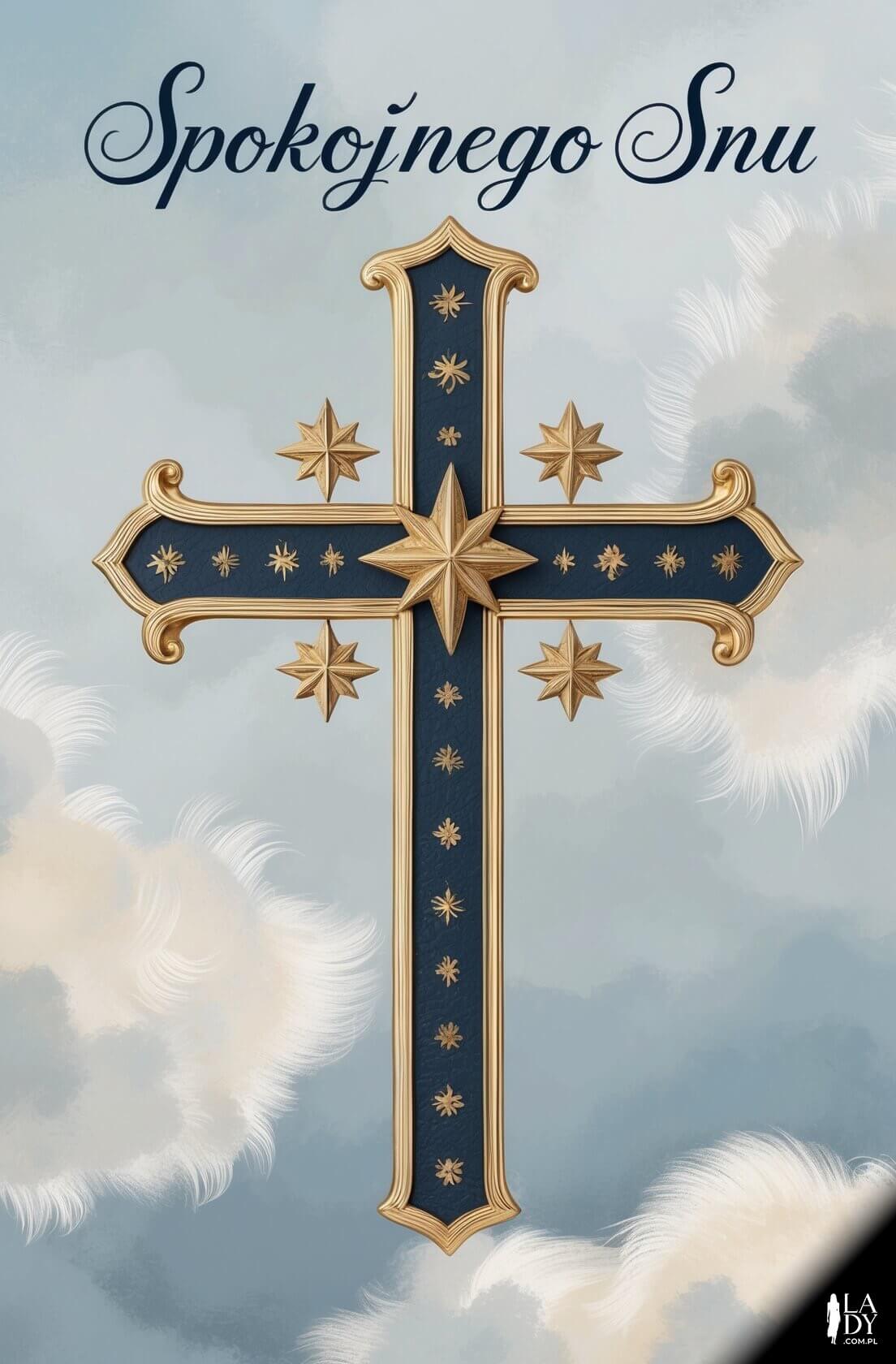 Współczesna kartka na dobranoc z krzyżem i gwiazdami