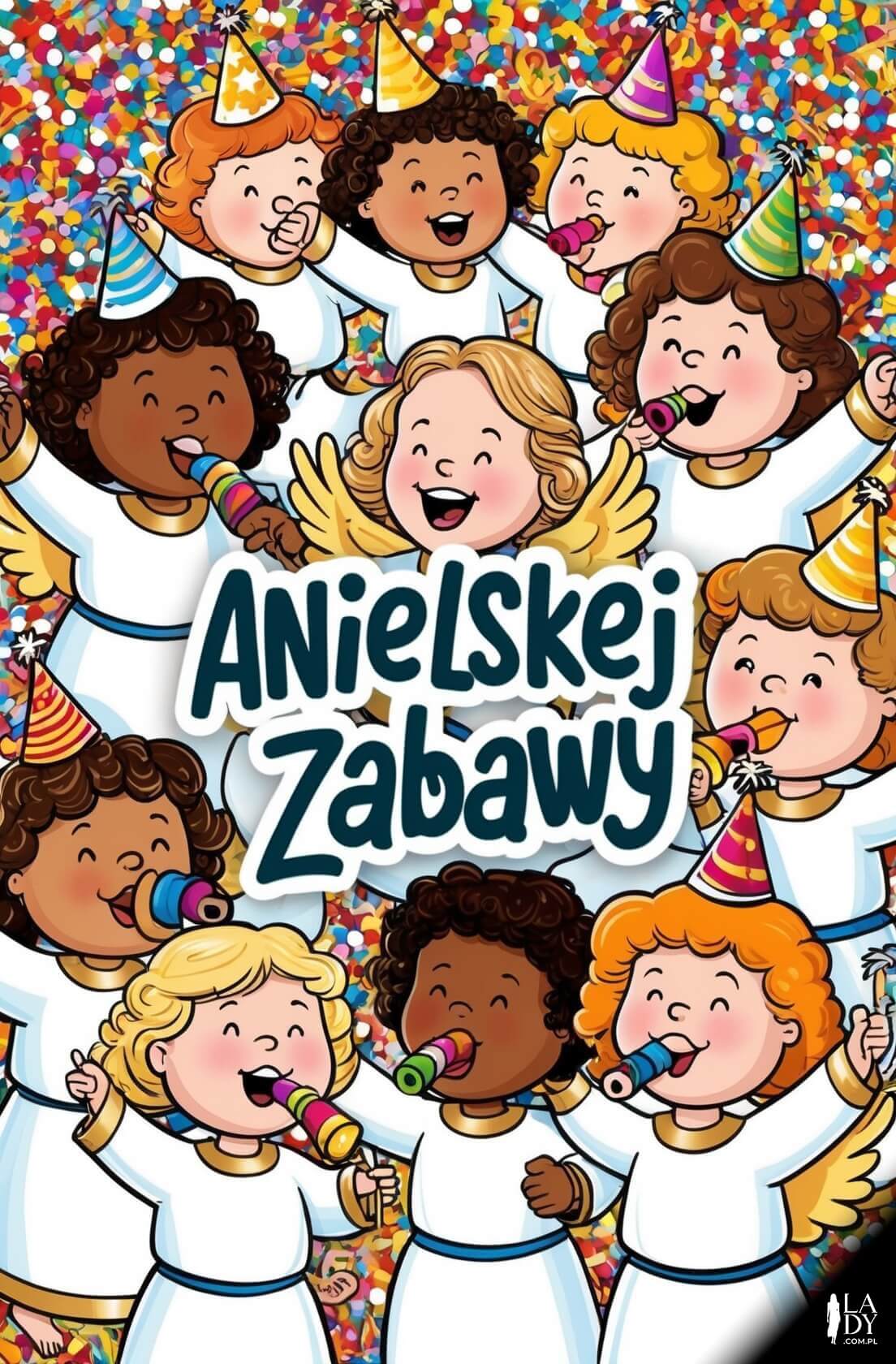 Zabawna kartka noworoczna z imprezującymi aniołkami