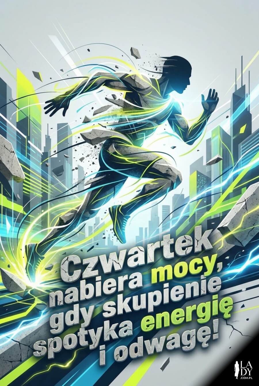Dynamiczna sportowa motywacja czwartek z sylwetką w ruchu