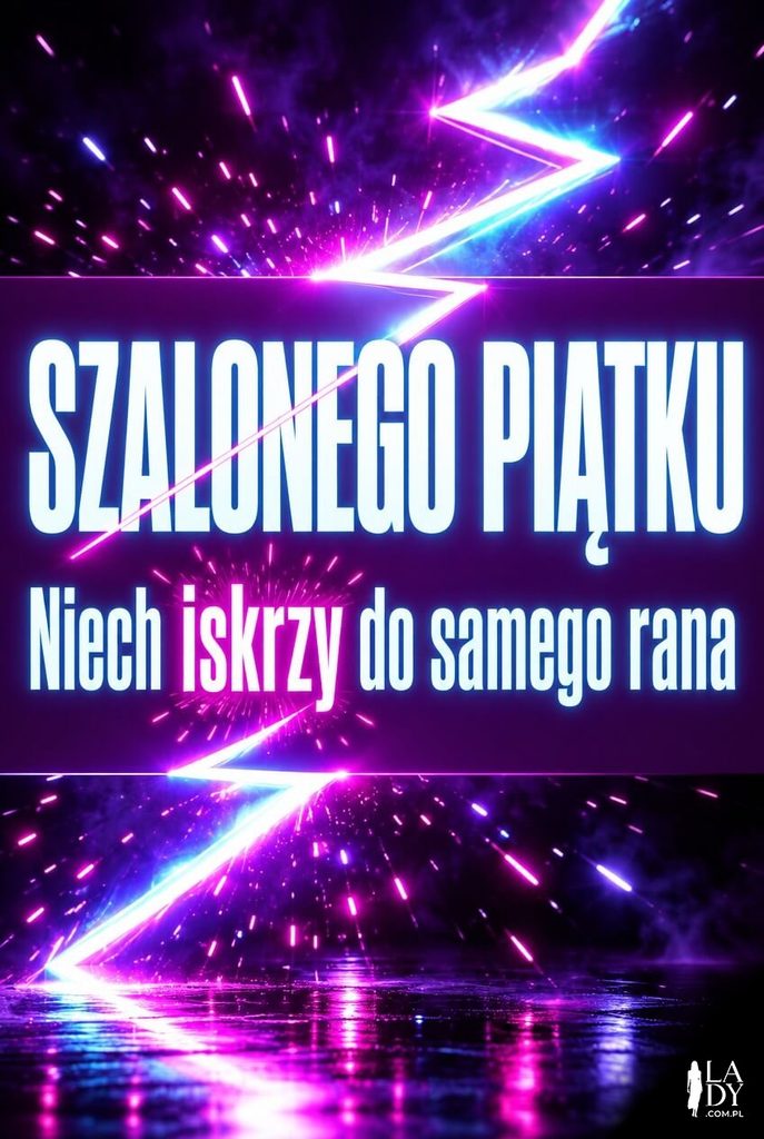 Kartka na piątek ze świetlnym zygzakiem energii i napisem „Szalonego piątku"