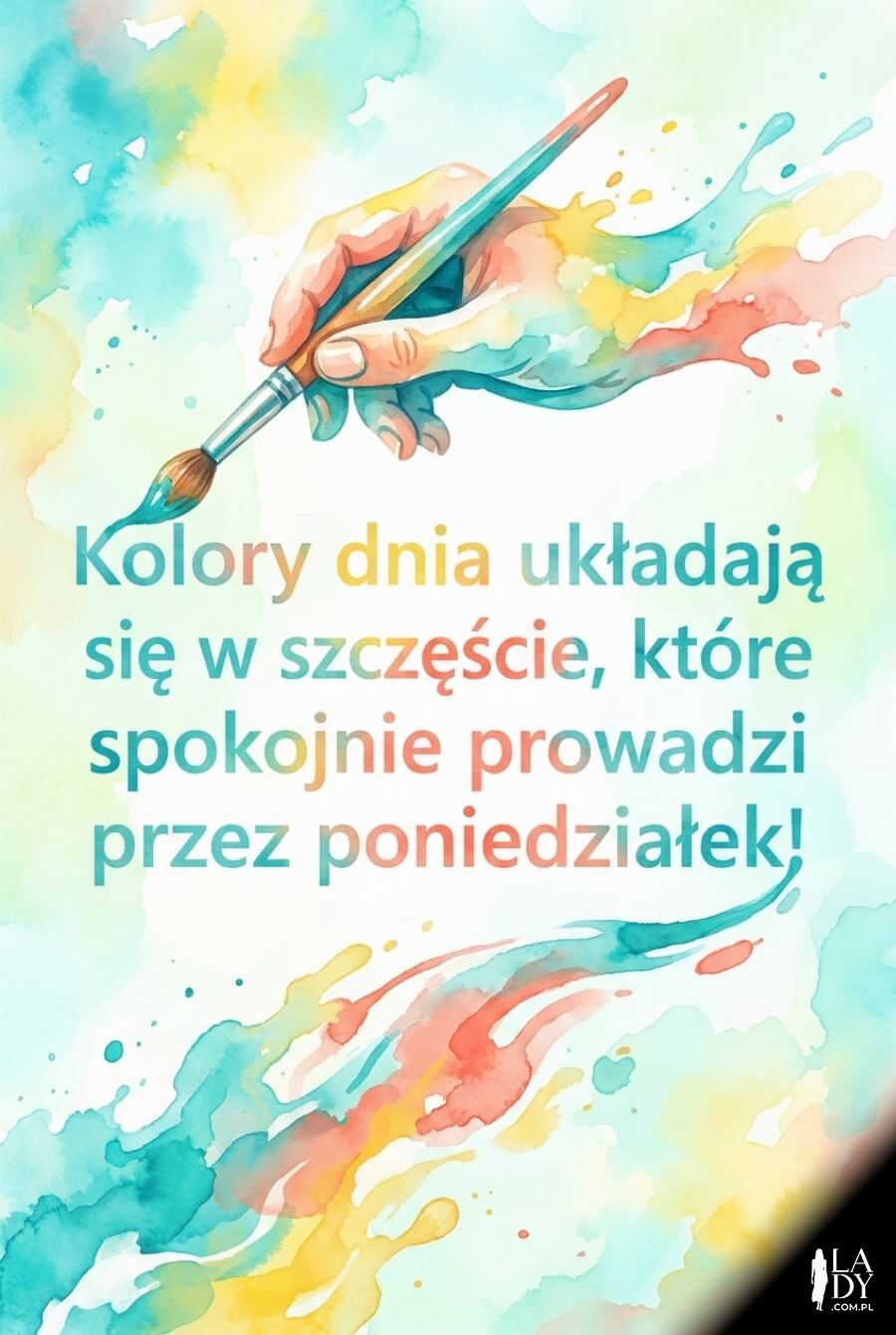 Kolorowa malarska ilustracja z życzeniami na radosny poniedziałek