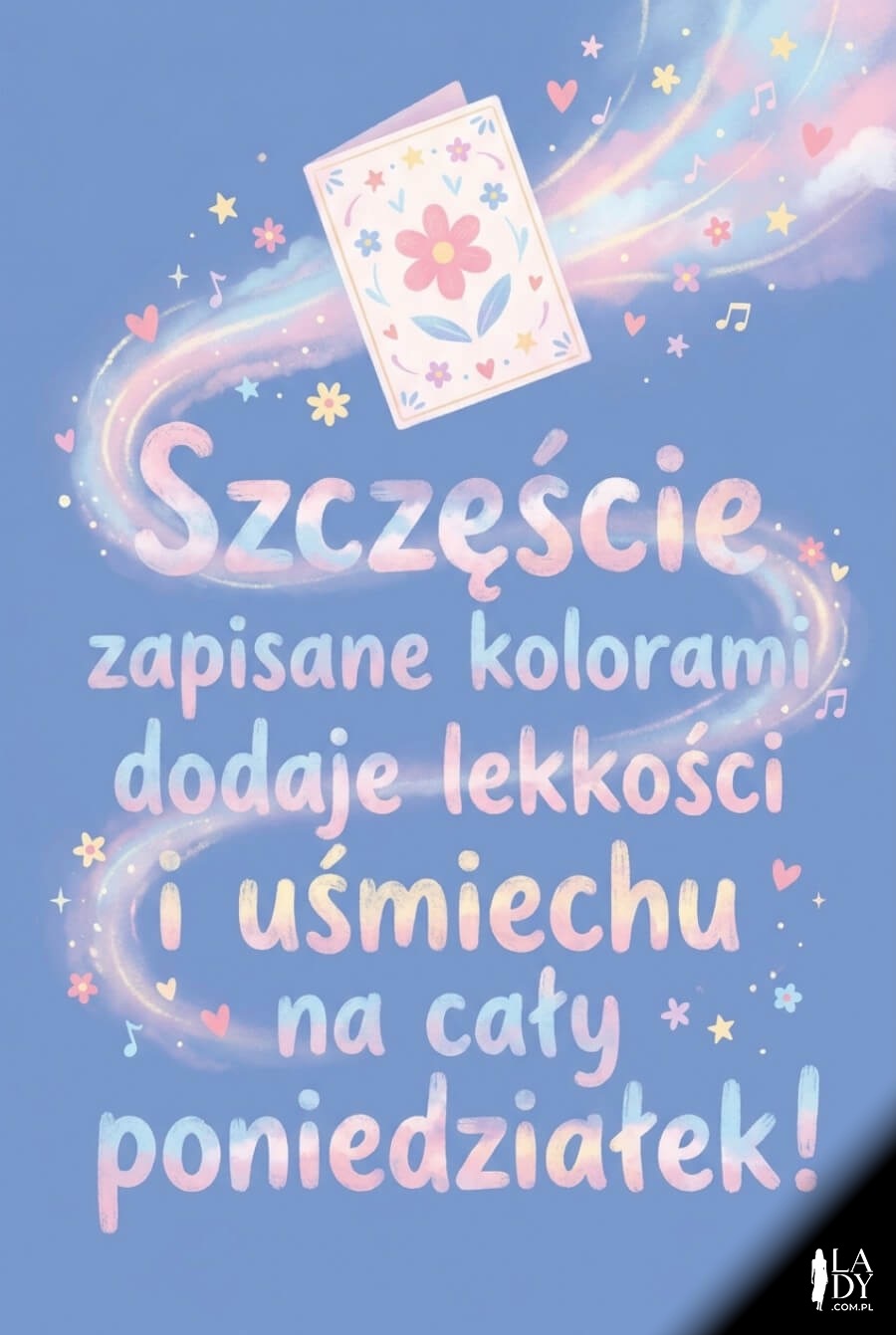 Pastelowa grafika z kolorowym przesłaniem na poniedziałek