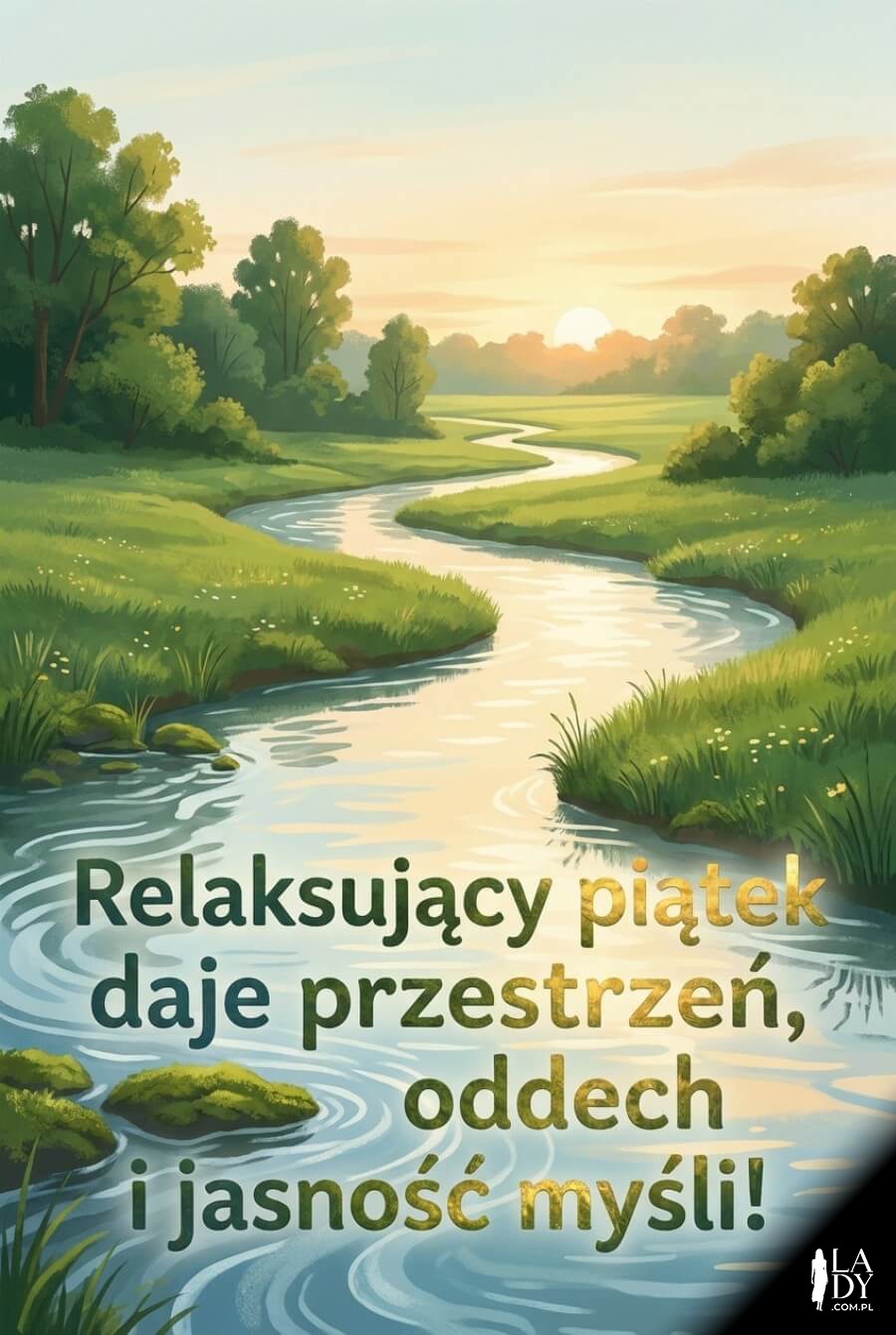 Spokojna rzeka w relaksującym piątkowym krajobrazie