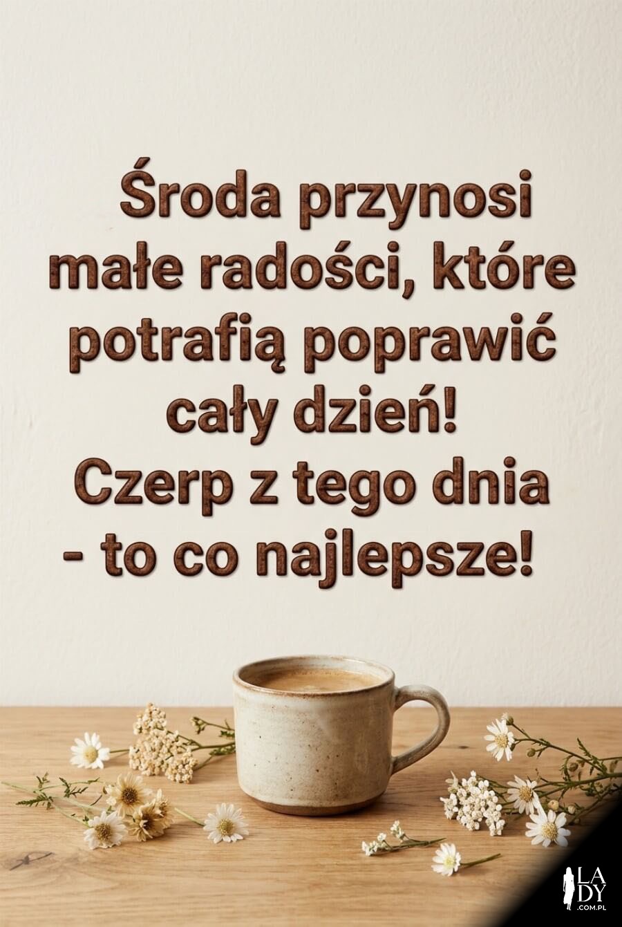 Kartka na środę z kawą w nowoczesnym stylu