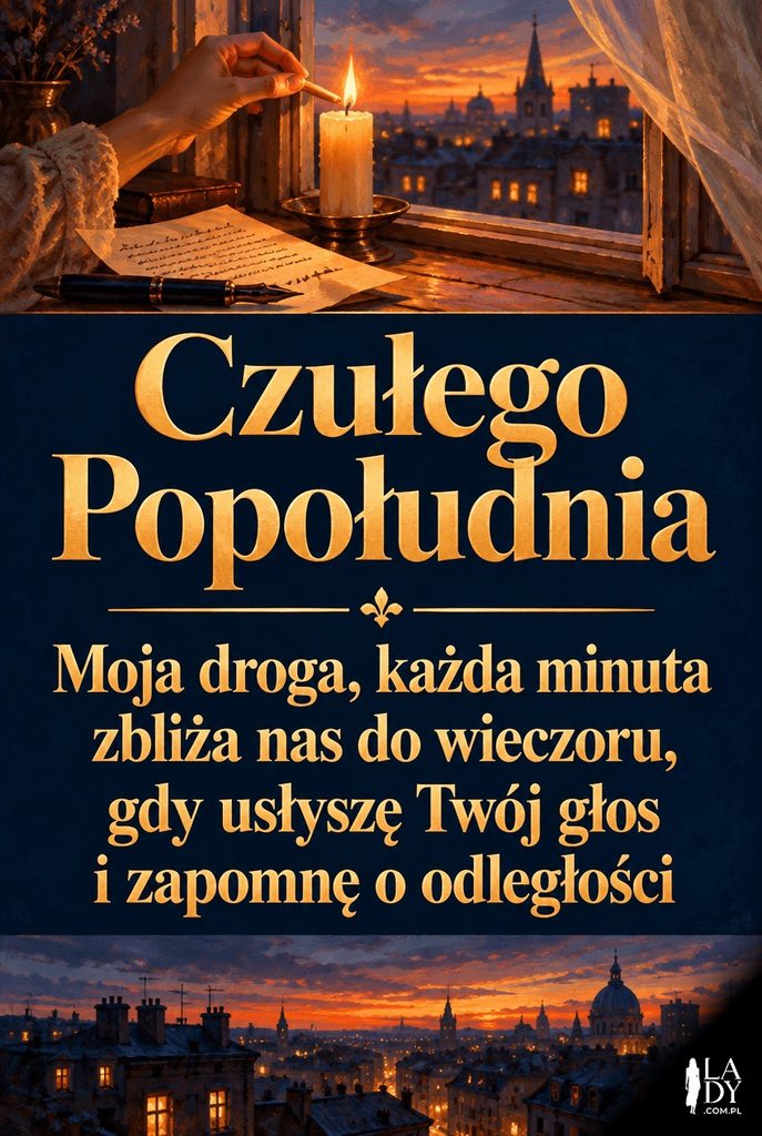 Świeca i list przy oknie o zmierzchu z czułymi życzeniami popołudnia
