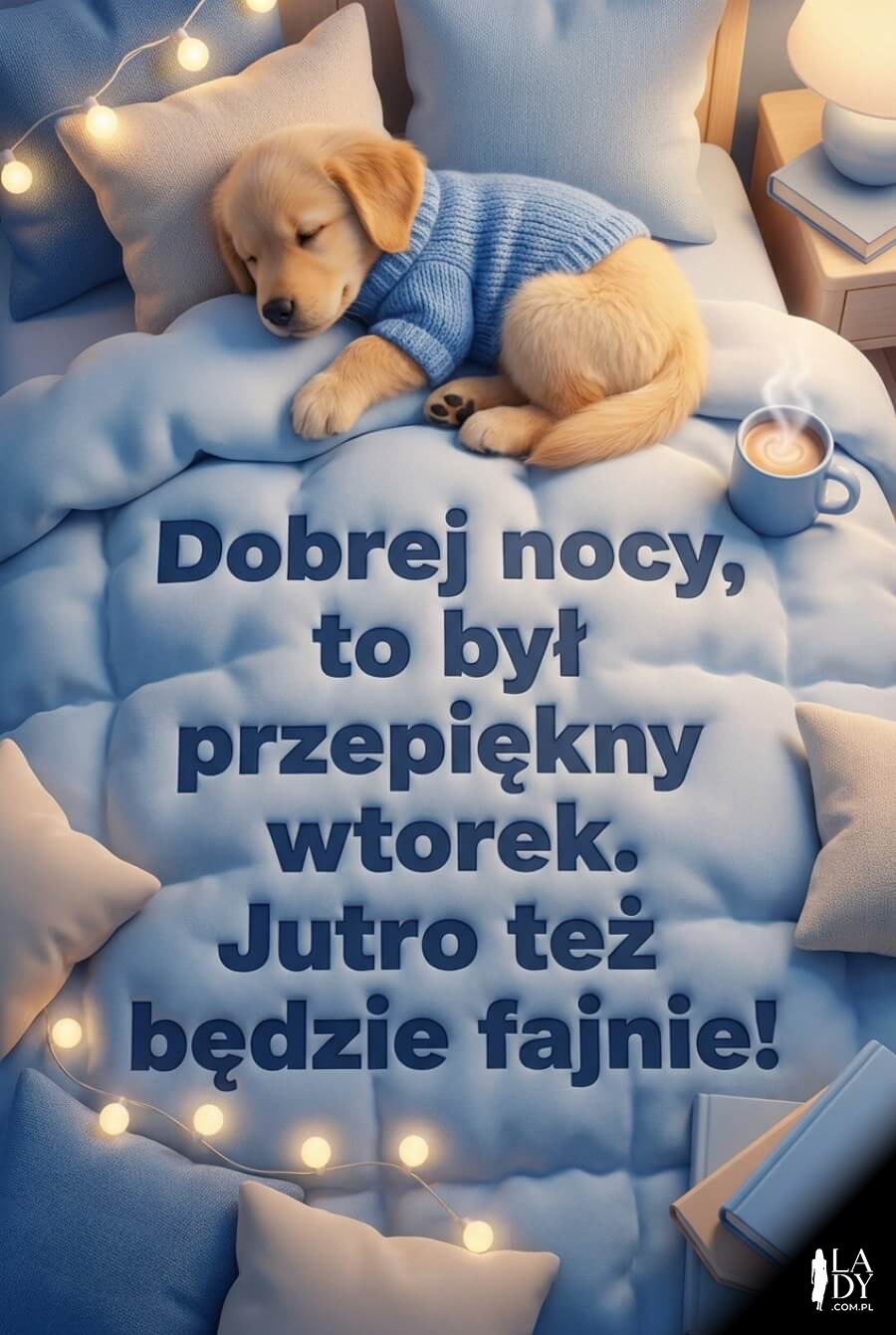 Przytulna kartka na wtorkowy wieczór przed snem