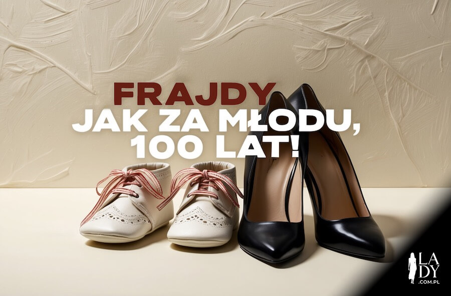 Oryginalna ilustracja do wysłania w dniu urodzin córki, buty dziecięce i szpilki, z przesłaniem: Frajdy jak za młodu, 100 lat