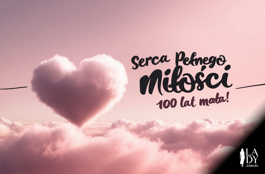 Oryginalna kartka urodzinowa, różowa chmurka w kształcie serduszka, z życzeniami: Serca pełnego miłości, 100 lat mała