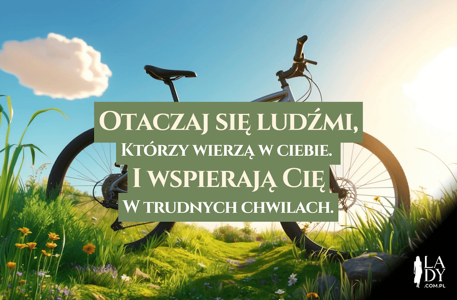 Ilustracja pełna mądrości dla chłopca z okazji urodzin, serdeczne życzenia, które inspirują, na tle łąki z rowerem