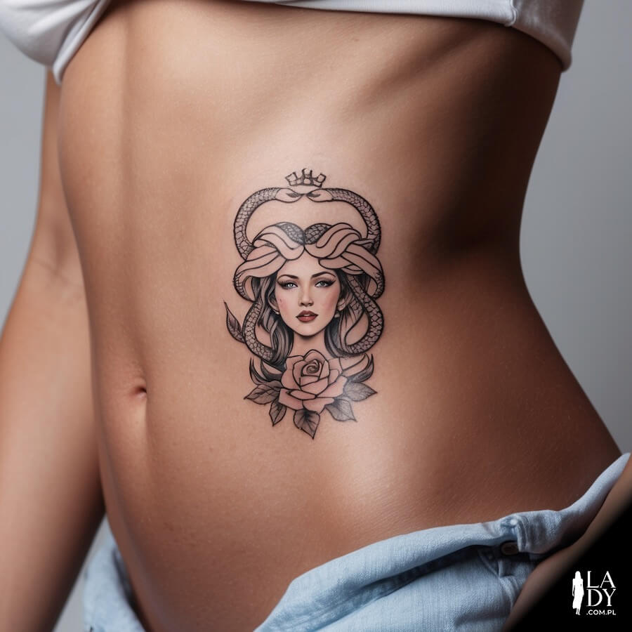 Tatuaż meduzy na bocznej części ciała kobiety