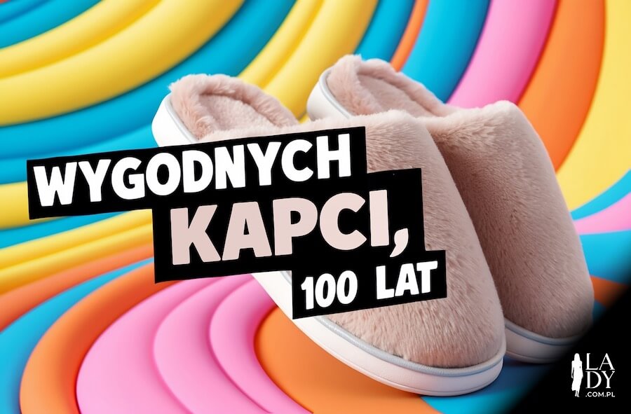 Zabawna ilustracja do wysłania w dniu 70 urodzin, ciepłe kapcie na kolorowym tle, z życzeniami: Wygodnych kapci, 100 lat