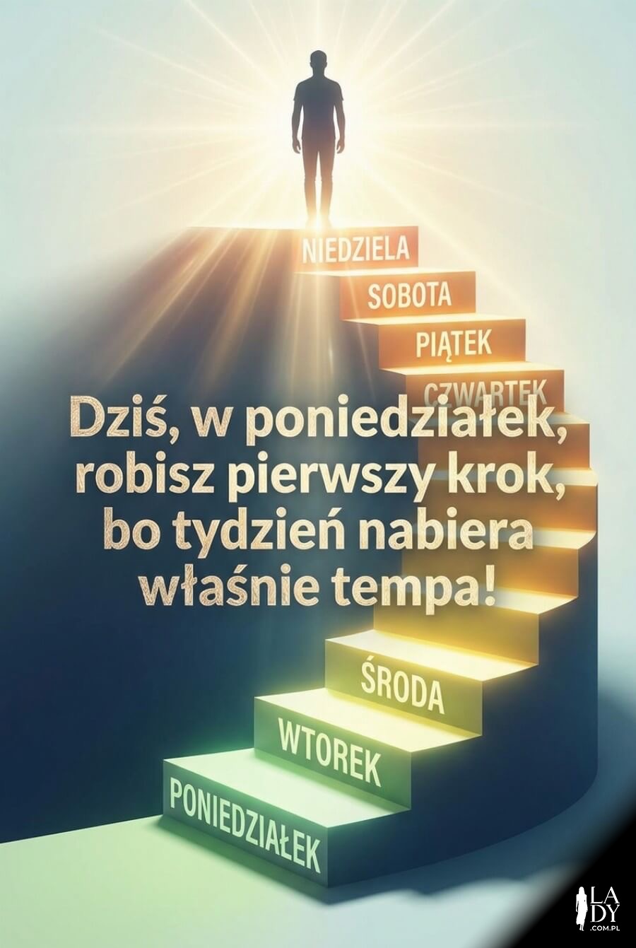 Inspirująca kartka poniedziałkowa z metaforą drogi i motywującym przesłaniem