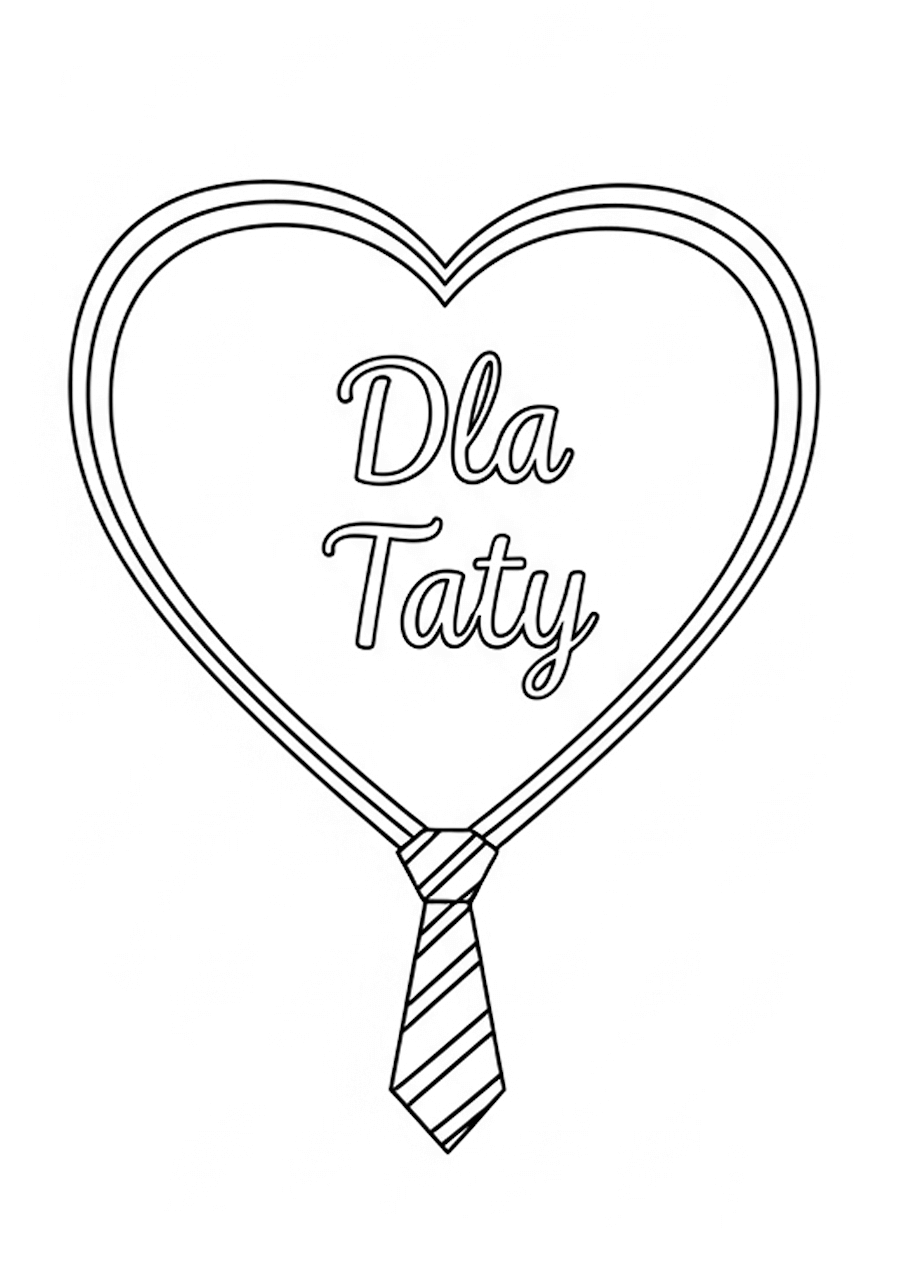 Serce i krawat, gotowa kolorowanka dla taty