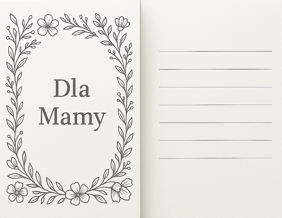 Szablon do pobrania, laurka dla mamy z miejscem na tekst