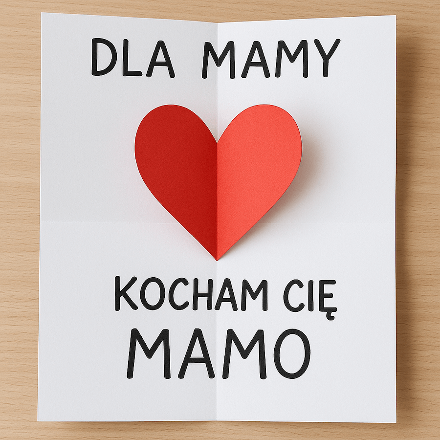 Laurka składana z sercem i napisem dla mamy