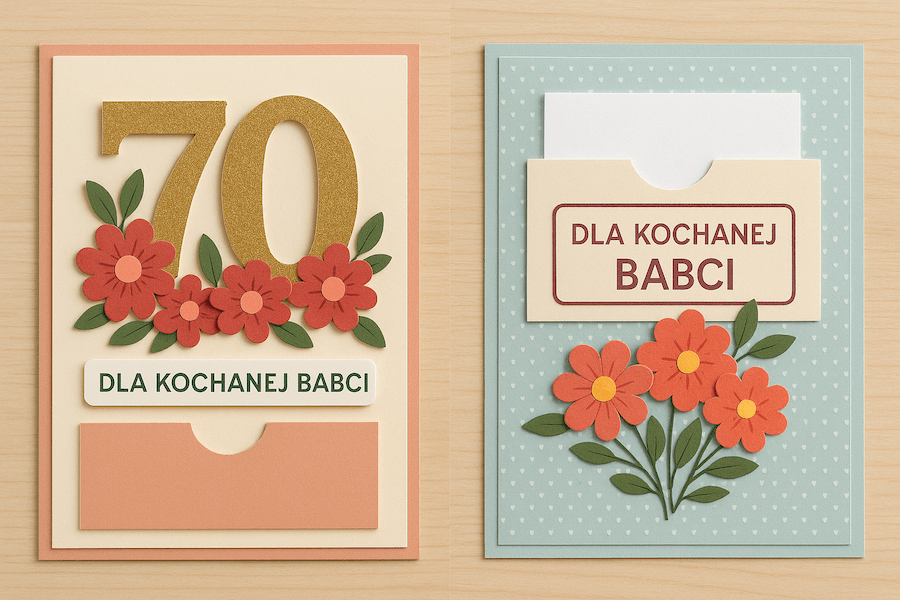 Kolorowe laurki ze zdobieniem dla babci