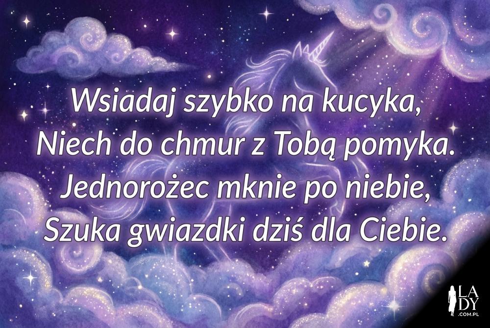 bajkowy wierszyk urodzinowy z motywem jednorożca