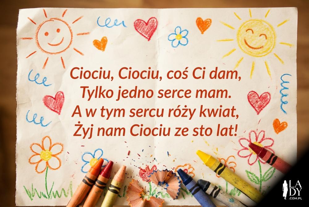 Dziecięca laurka z wierszykiem dla kochanej cioci