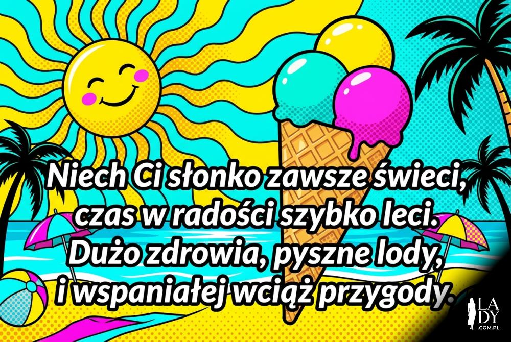 kolorowa grafika z rymowanką o lodach