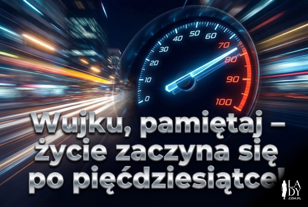 Dynamiczna grafika motoryzacyjna z licznikiem i życzeniami na okrągłe urodziny