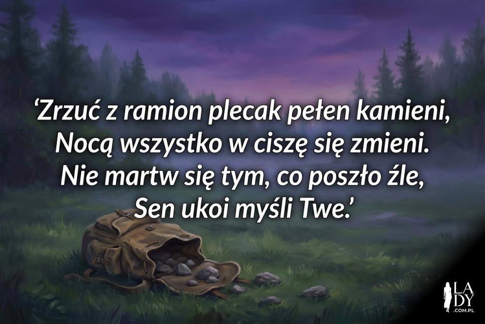 spokojny krajobraz nocny z wierszem otuchy