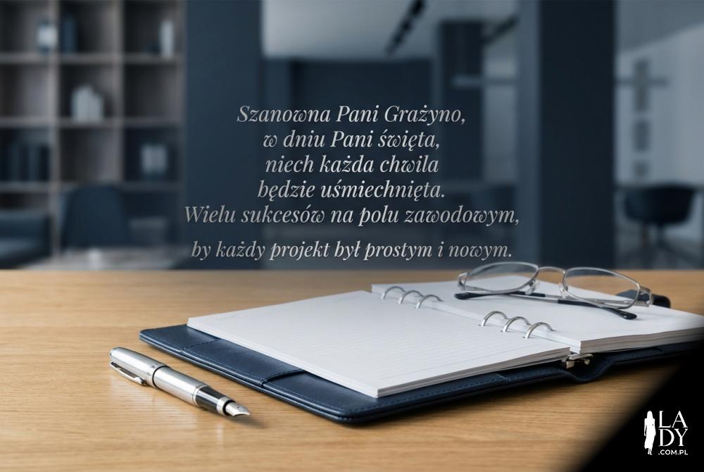 Elegancka dedykacja dla Pani Grażyny z życzeniami sukcesów