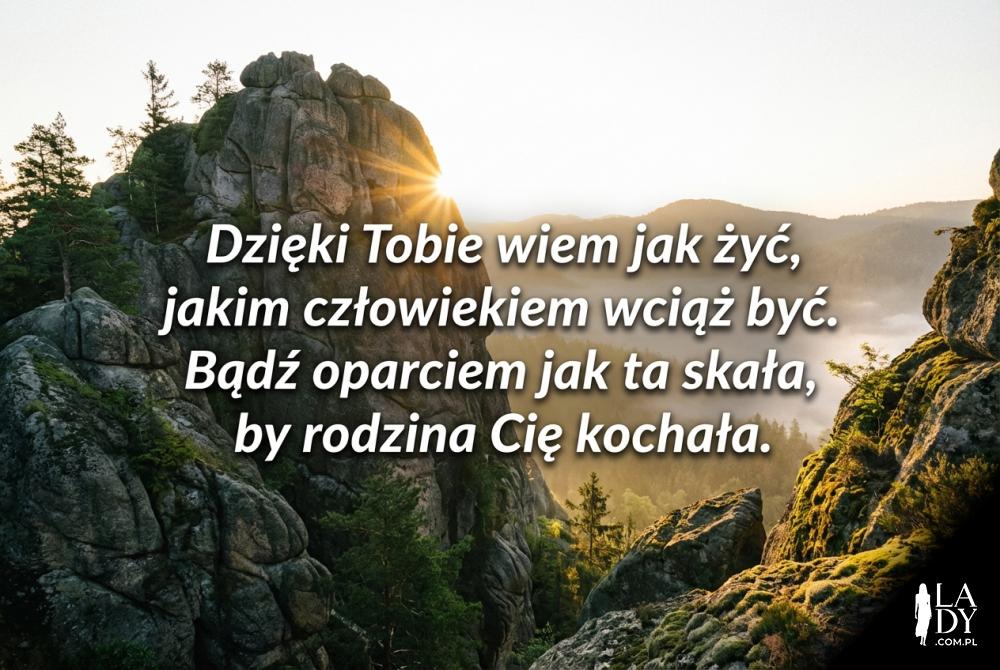 górska skała z życzeniami od syna