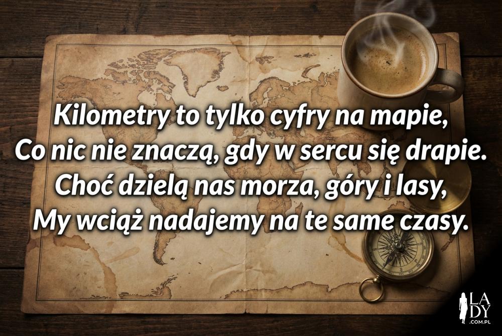 Mapa i kompas z wierszem o tęsknocie