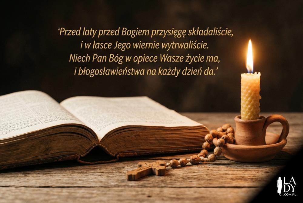 religijne życzenia z biblią i świecą