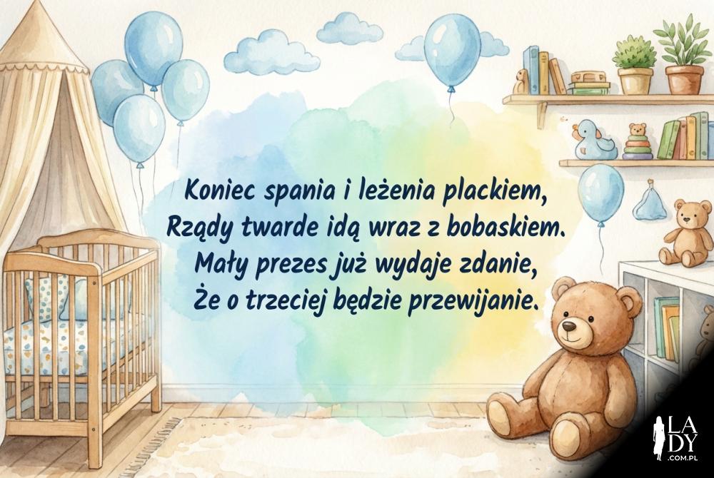 Ilustracja pokoju dziecięcego ze śmiesznym wierszykiem