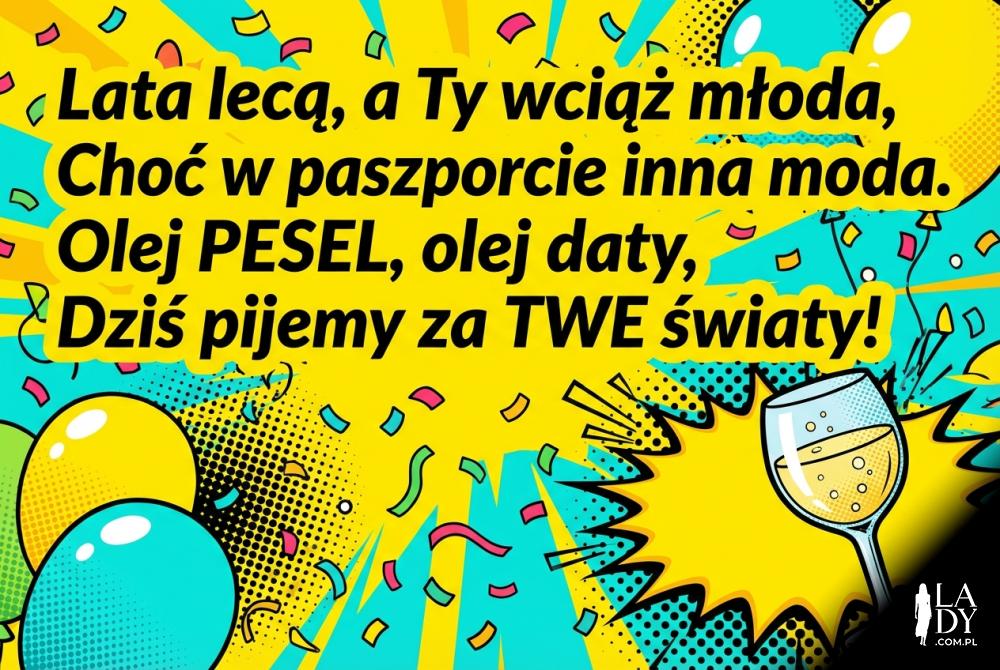 Zabawny wierszyk urodzinowy pop-art Zabawny wierszyk urodzinowy pop-art