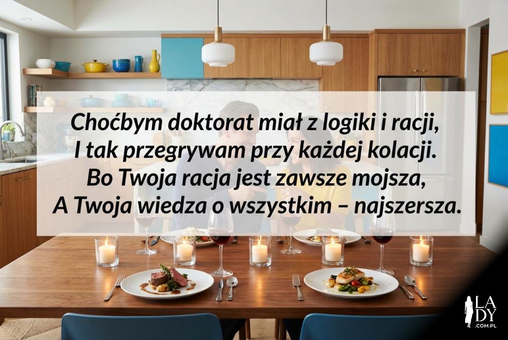 Zabawny wierszyk o żonie przy kolacji z winem