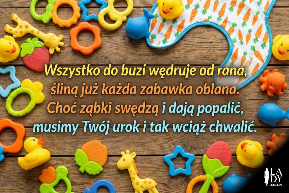 Zabawki i gryzaki z zabawnym wierszykiem