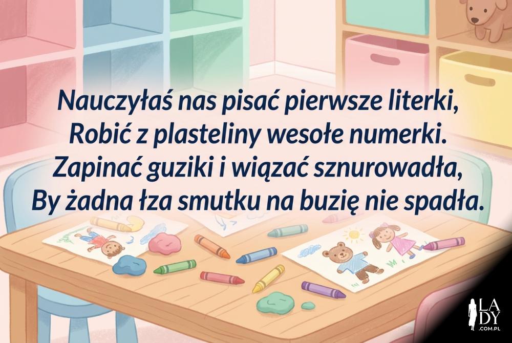 Kredki i plastelina z wierszykiem dla przedszkolanki