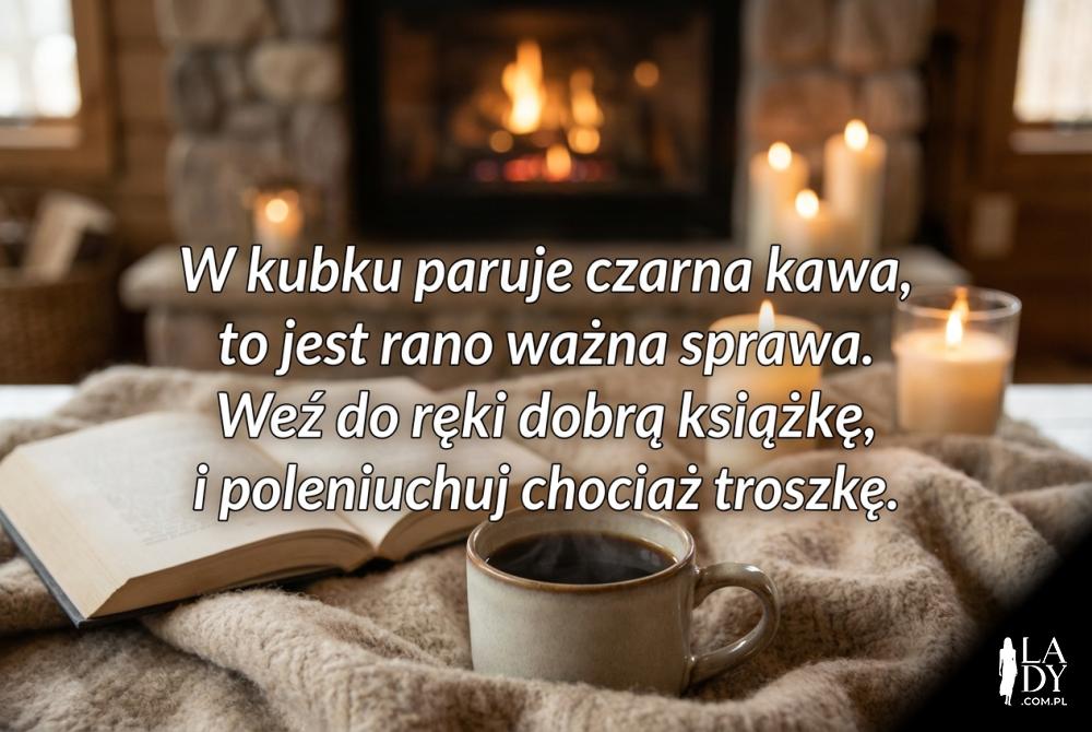niedzielna kawa z wierszykiem i książka