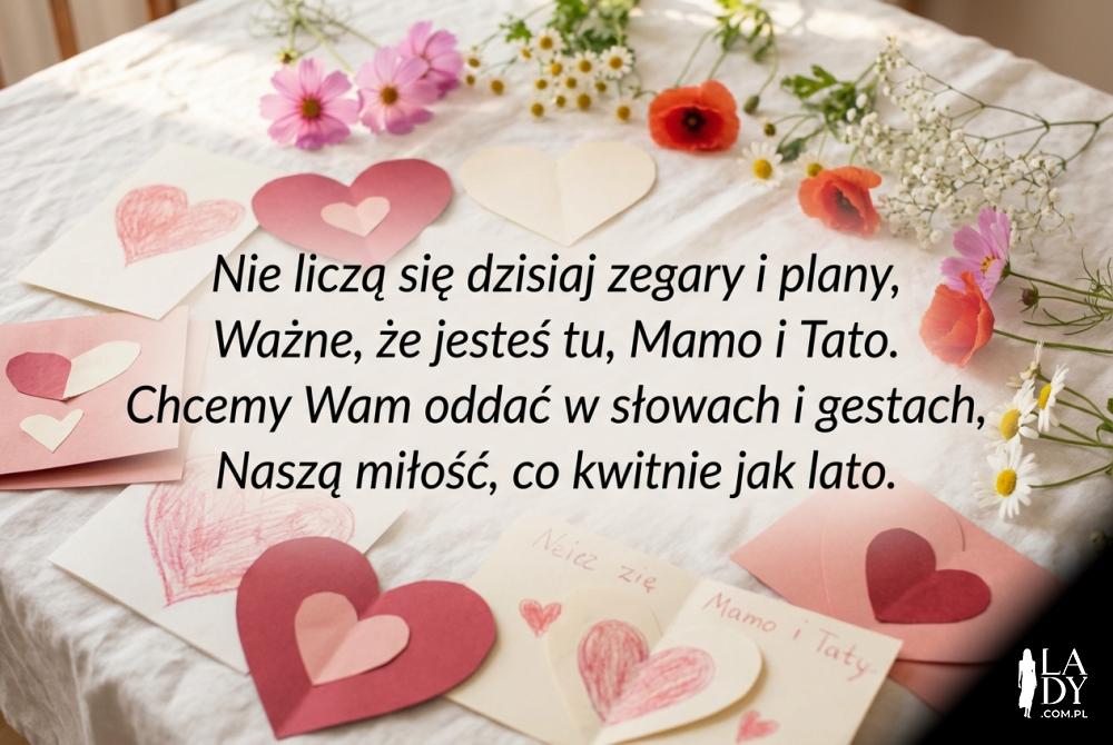 Laurki i kwiaty z wierszem dla rodziców