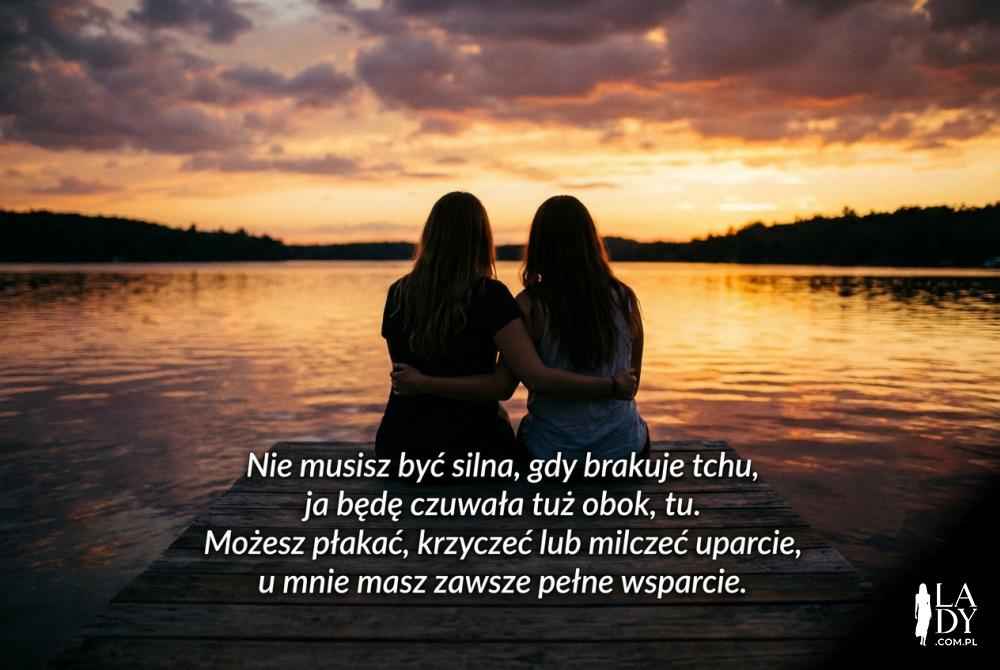 Przyjaciółki na pomoście z tekstem wiersza o wsparciu