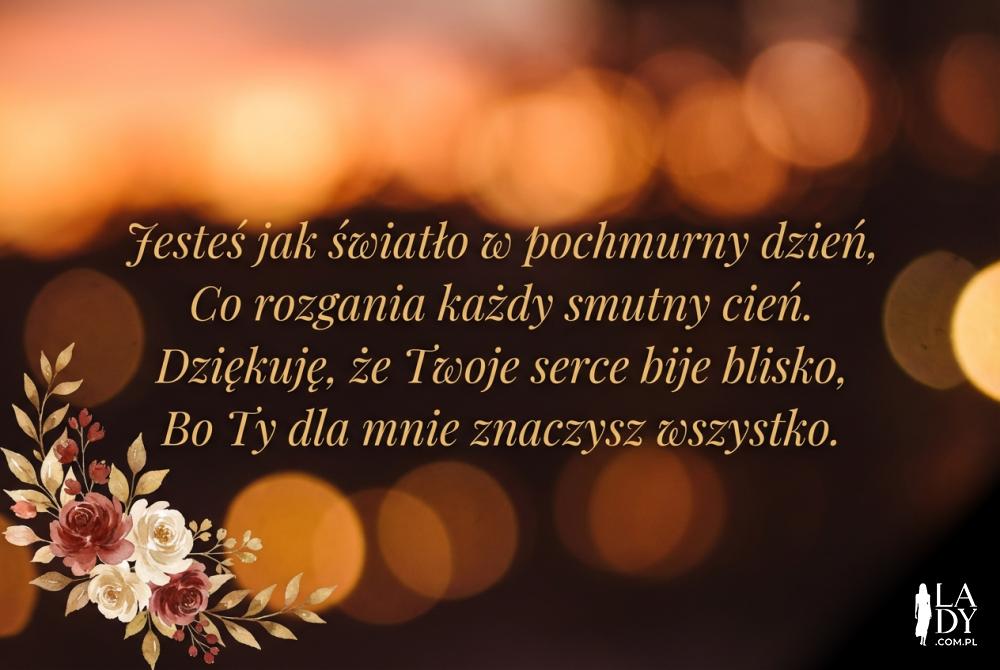 Wzruszający wiersz urodzinowy romantyczne tło