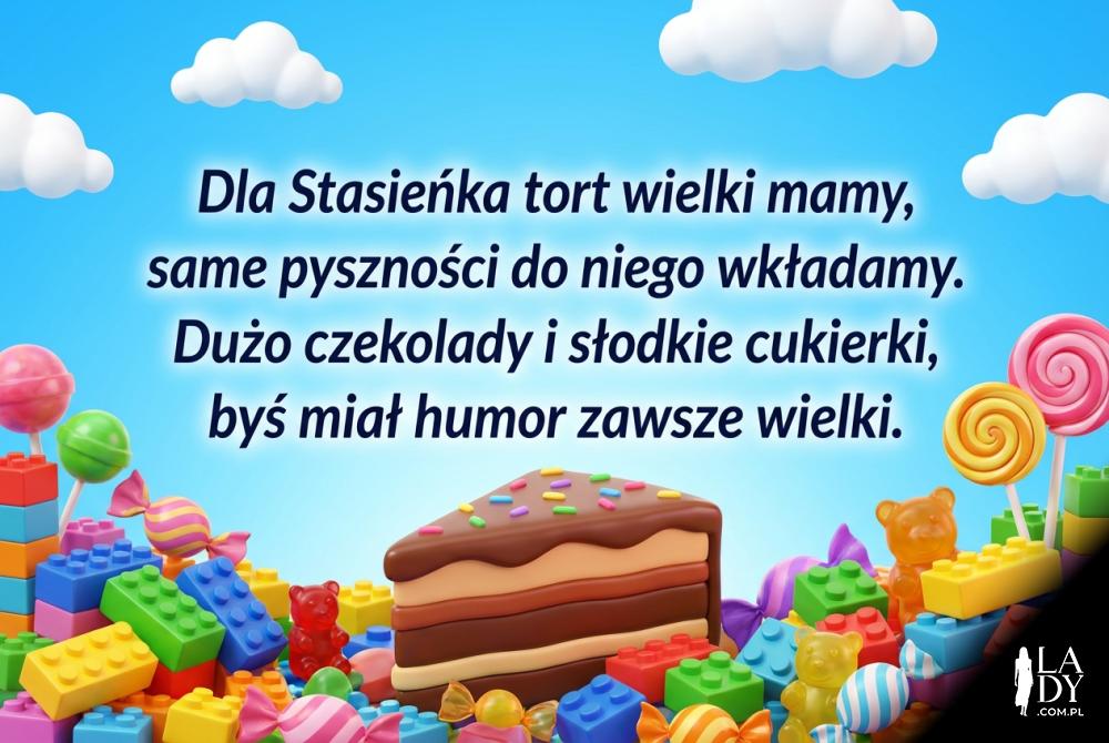 Kolorowa grafika z życzeniami dla chłopca Stasia