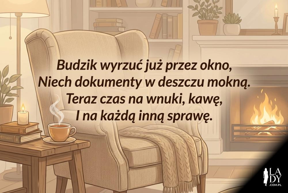 Fotel i herbata symbolizujące odpoczynek na emeryturze