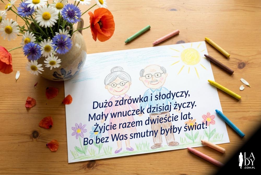 Dziecięca laurka z rymowanką dla dziadków
