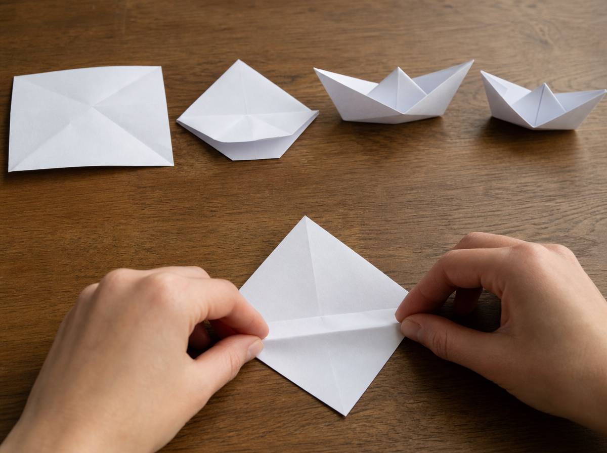 Kwadratowy papier składany krok po kroku w prostą figurę origami